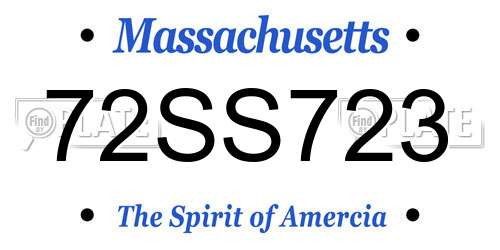 72SS723 Massachusetts License Plate