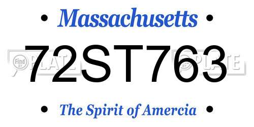 72ST763 Massachusetts License Plate