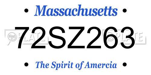 72SZ263 Massachusetts License Plate