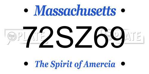 72SZ69 Massachusetts License Plate
