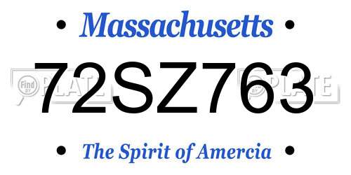 72SZ763 Massachusetts License Plate