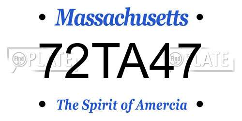 72TA47 Massachusetts License Plate
