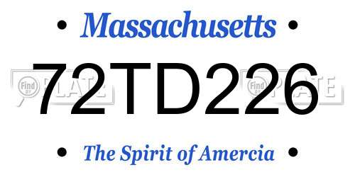 72TD226 Massachusetts License Plate