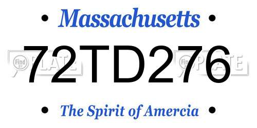 72TD276 Massachusetts License Plate
