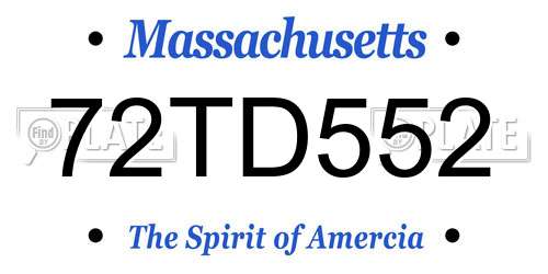 72TD552 Massachusetts License Plate