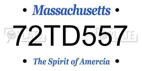 72TD557 Massachusetts License Plate