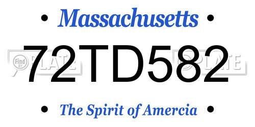 72TD582 Massachusetts License Plate