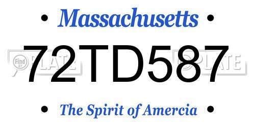 72TD587 Massachusetts License Plate