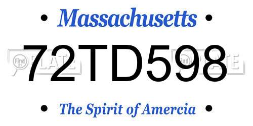 72TD598 Massachusetts License Plate