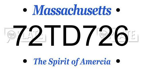 72TD726 Massachusetts License Plate