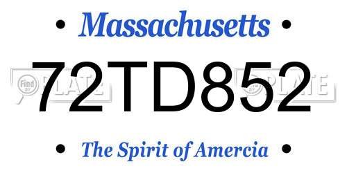 72TD852 Massachusetts License Plate