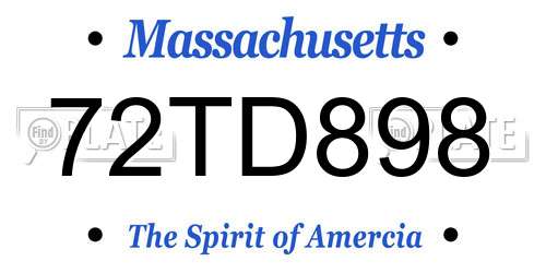 72TD898 Massachusetts License Plate