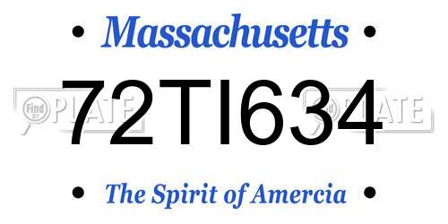 72TI634 Massachusetts License Plate