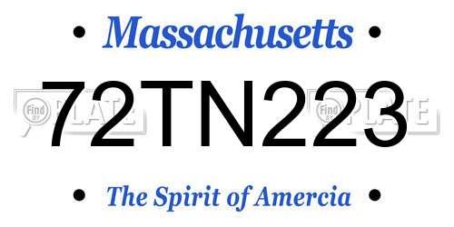 72TN223 Massachusetts License Plate