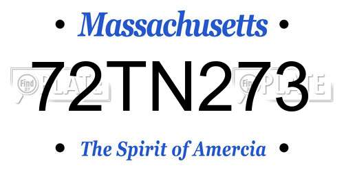 72TN273 Massachusetts License Plate