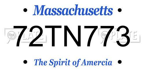 72TN773 Massachusetts License Plate