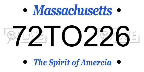72TO226 Massachusetts License Plate