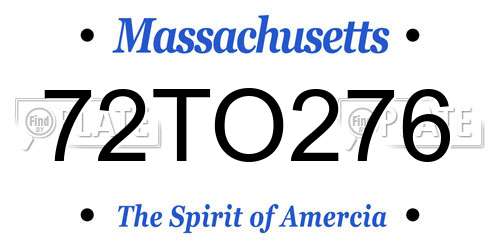 72TO276 Massachusetts License Plate