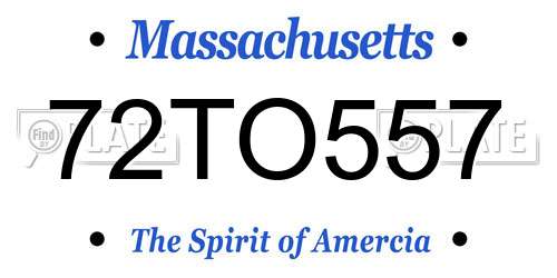 72TO557 Massachusetts License Plate