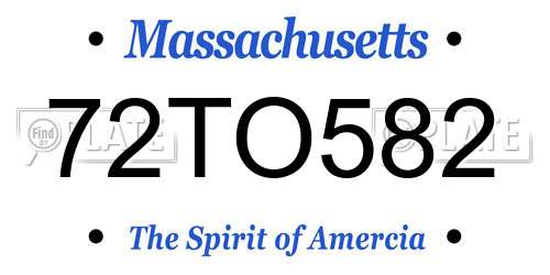 72TO582 Massachusetts License Plate