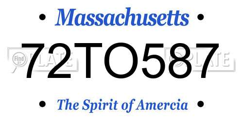 72TO587 Massachusetts License Plate
