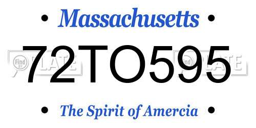72TO595 Massachusetts License Plate