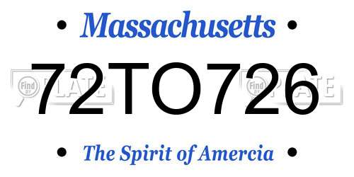 72TO726 Massachusetts License Plate