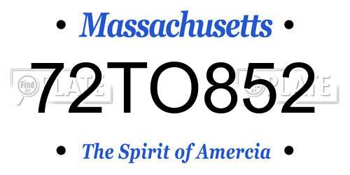 72TO852 Massachusetts License Plate