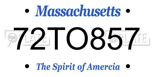 72TO857 Massachusetts License Plate