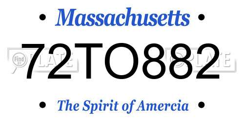 72TO882 Massachusetts License Plate