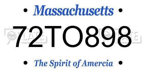 72TO898 Massachusetts License Plate