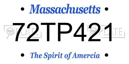72TP421 Massachusetts License Plate