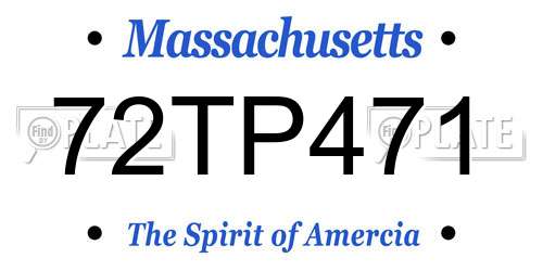 72TP471 Massachusetts License Plate