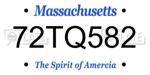 72TQ582 Massachusetts License Plate