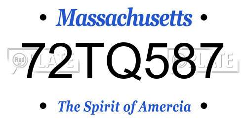 72TQ587 Massachusetts License Plate