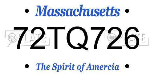 72TQ726 Massachusetts License Plate