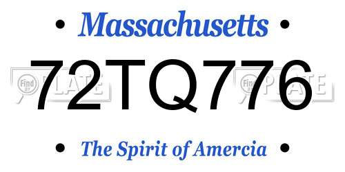 72TQ776 Massachusetts License Plate