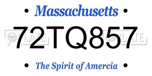 72TQ857 Massachusetts License Plate
