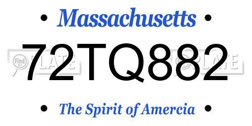 72TQ882 Massachusetts License Plate