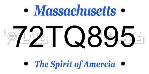 72TQ895 Massachusetts License Plate