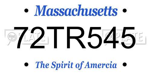 72TR545 Massachusetts License Plate