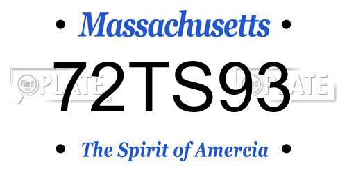 72TS93 Massachusetts License Plate