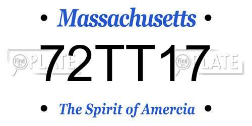 72TT17 Massachusetts License Plate