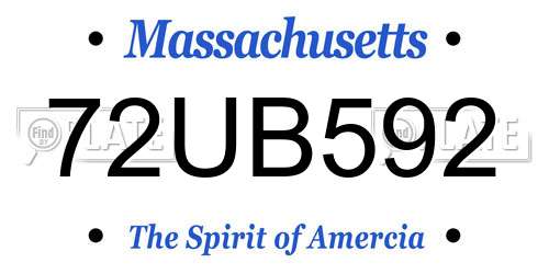 72UB592 Massachusetts License Plate