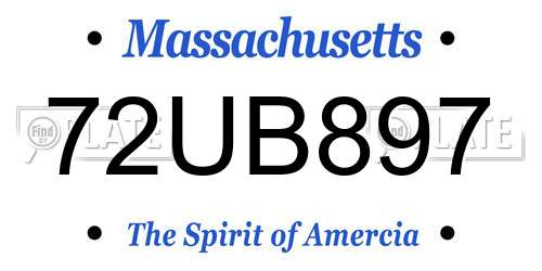 72UB897 Massachusetts License Plate