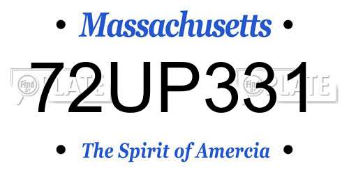 72UP331 Massachusetts License Plate
