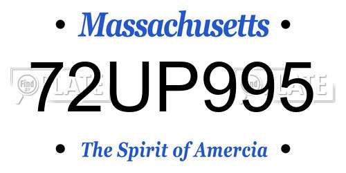 72UP995 Massachusetts License Plate