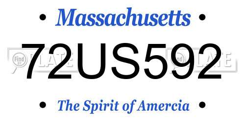 72US592 Massachusetts License Plate