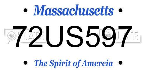 72US597 Massachusetts License Plate
