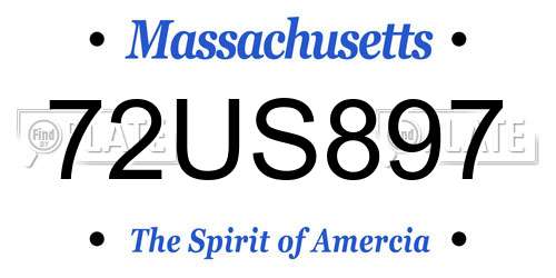 72US897 Massachusetts License Plate